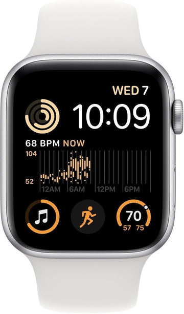 Apple Watch SE GPS Aluminum 44mm (2nd Gen) Silver + White Strap