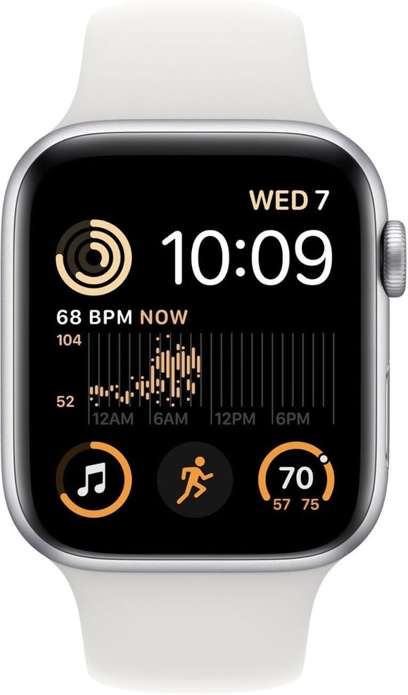 Apple Watch SE GPS Aluminum 44mm (2nd Gen) Silver + White Strap