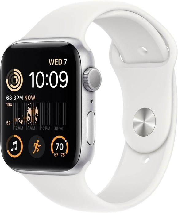 Apple Watch SE GPS Aluminum 44mm (2nd Gen) Silver + White Strap