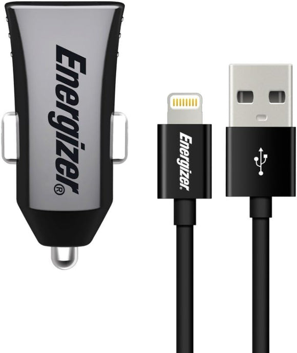 Energizer 2.4Amp Dual USB Car Charger with Micro USB Cable Black