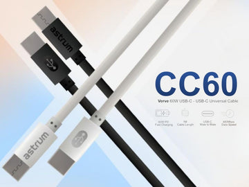 Astrum Verve CC60 USB-C to USB-C charging cable with 60W PD OD size 3.5mm 480 mbps data transfer