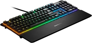 SteelSeries Apex 3 Water-Resistant Silent Wired Keyboard with RGB Lighting, Black