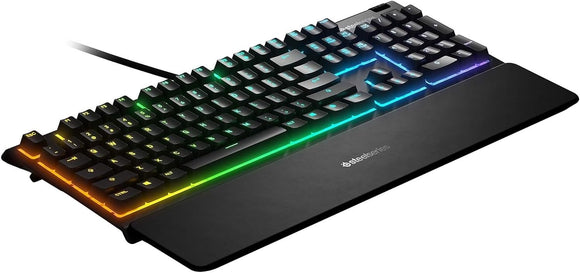SteelSeries Apex 3 Water-Resistant Silent Wired Keyboard with RGB Lighting, Black