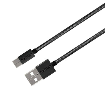 Astrum Verve Braided USB-C Charging Cable 1M, 3A Fast Charge Cable with Reinforced Connectors – UC30 - Black