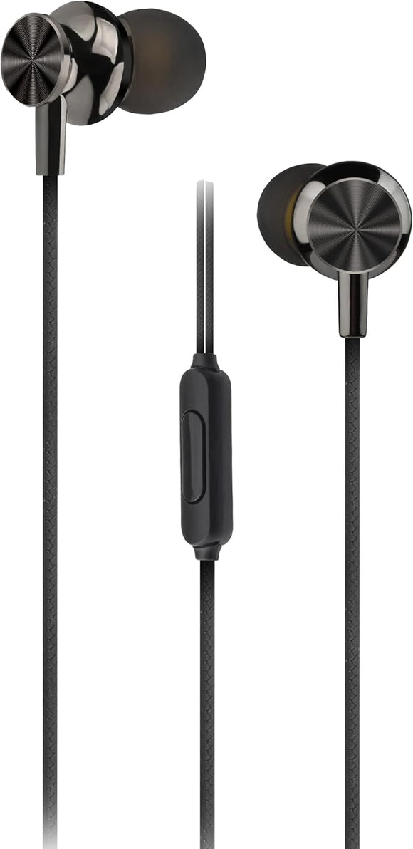 Astrum EB160 Wired in-Ear Stereo Earphones with 10mm Driver, in-Line Microphone, Rubber Ear Tips (S/M/L), 45-Degree Inclined Earbuds, Tangle-Free Wire, TPE Material, HiFi Stereo Sound, Lightweight - Damaged Packaging