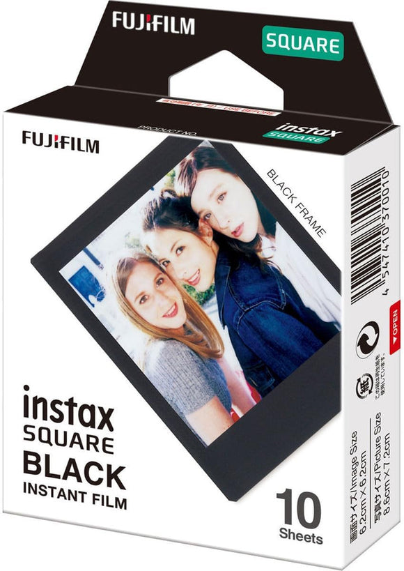 instax Fujifilm Square Black Frame Instant Film 10 Sheets - Damaged Packaging