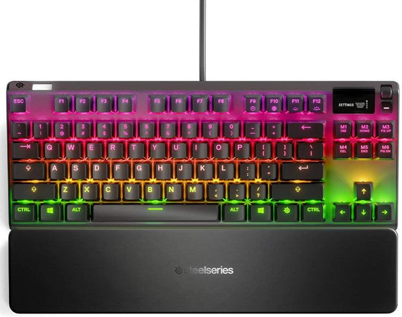 SteelSeries Apex 7 Tenkeyless Mechanical Wired Gaming Keyboard with Smart Display and Red Switch, Black