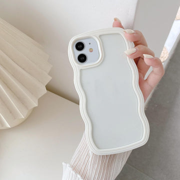 QLTYPRI Compatible with iPhone 12 Case/iPhone 12 Pro Case, Cute Curly Wave Frame Clear Case for Girls Women, Transparent Soft TPU Bumper Shockproof Protective Cover for iPhone 12/12 Pro - White