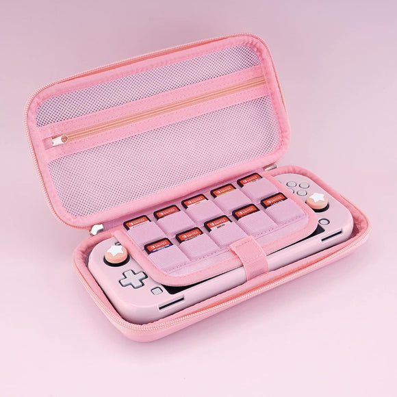 eXtremeRate PlayVital Pink Switch Lite Travel Carrying Case for Ntendo Switch Lite - Pre-Owned - Like New